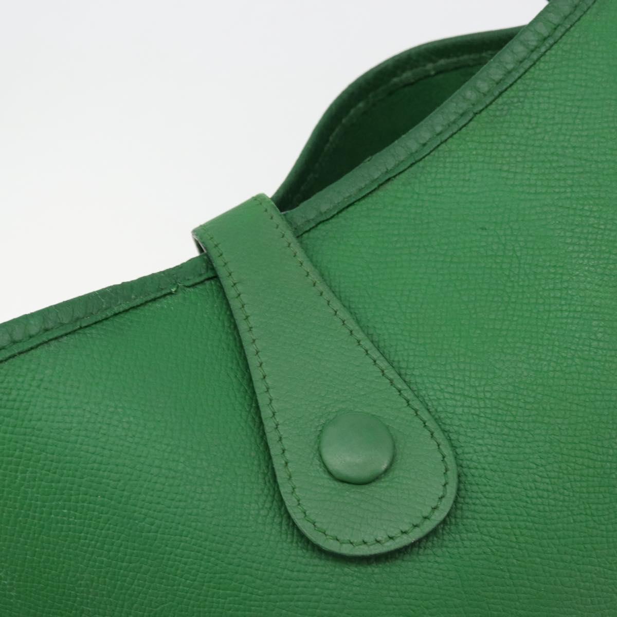 HERMES Evelyn GM Shoulder Bag Leather Green Gold Auth bs34987A
