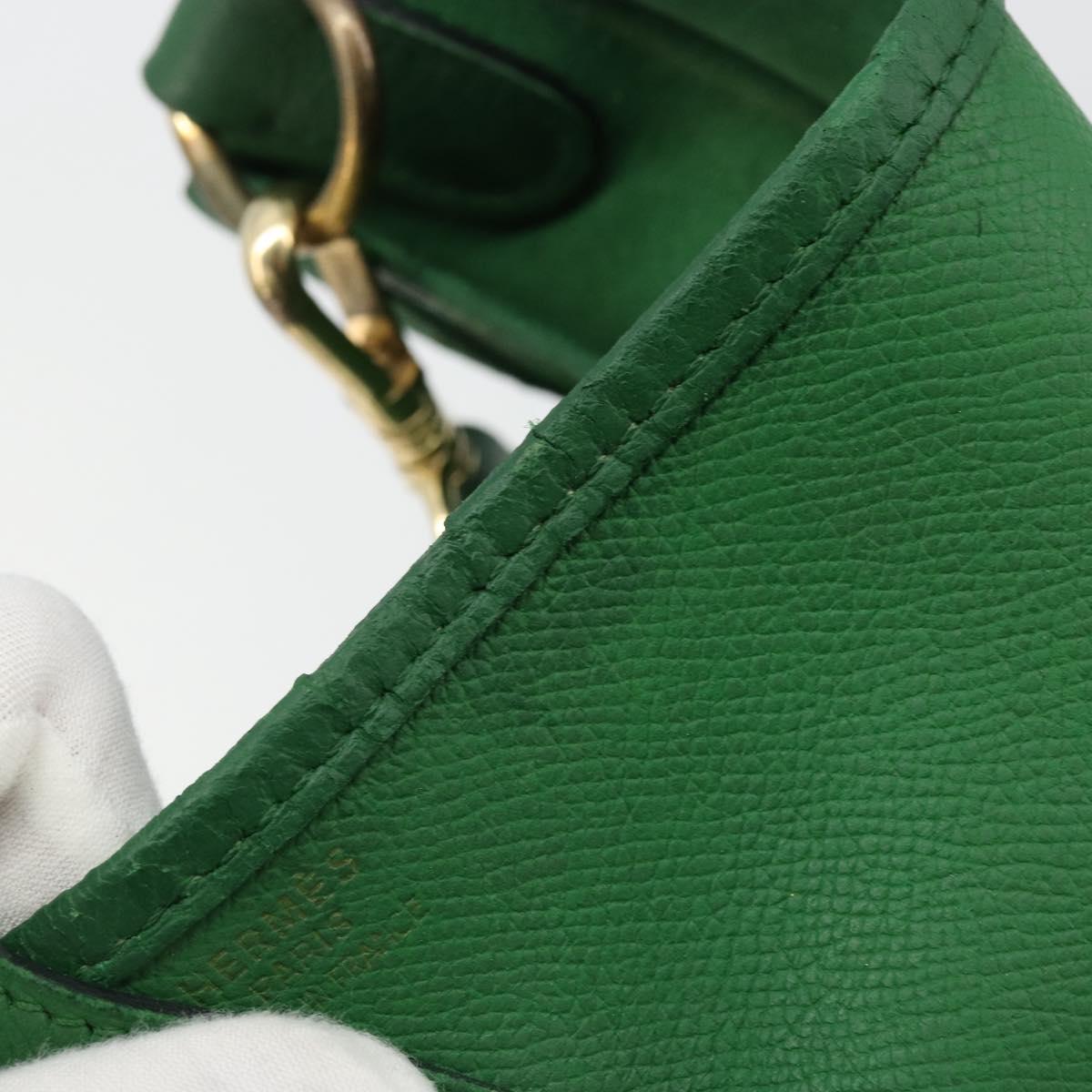 HERMES Evelyn GM Shoulder Bag Leather Green Gold Auth bs34987A
