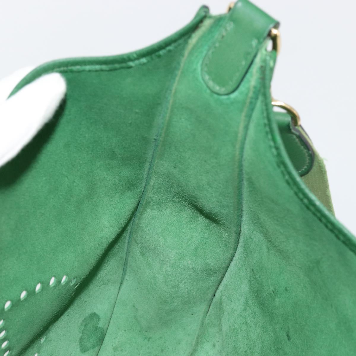 HERMES Evelyn GM Shoulder Bag Leather Green Gold Auth bs34987A