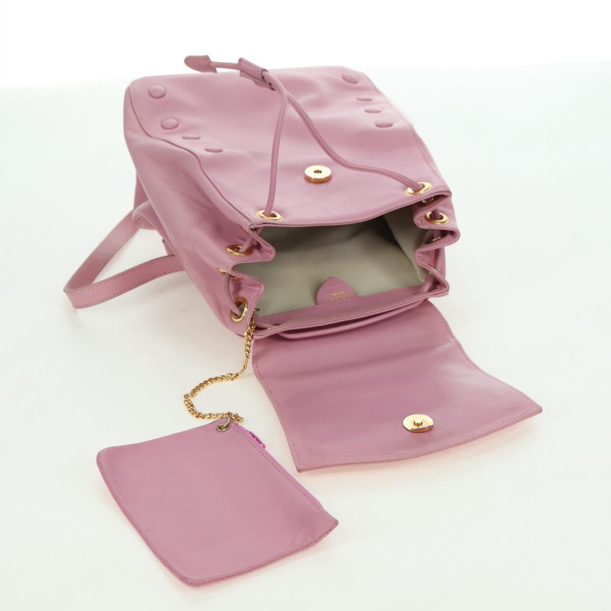 CELINE Backpack Leather Pink Gold Auth bs34989V