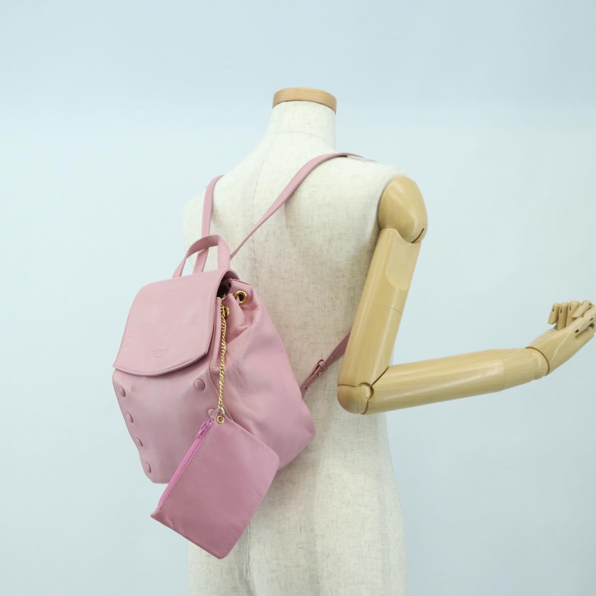 CELINE Backpack Leather Pink Gold Auth bs34989V