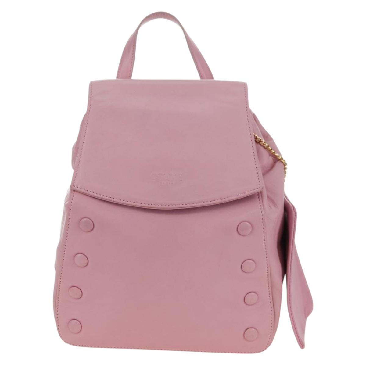 CELINE Backpack Leather Pink Gold Auth bs34989V