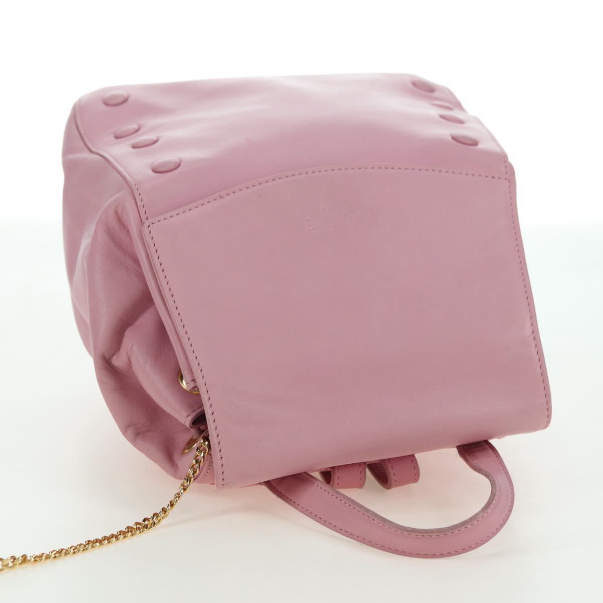 CELINE Backpack Leather Pink Gold Auth bs34989V