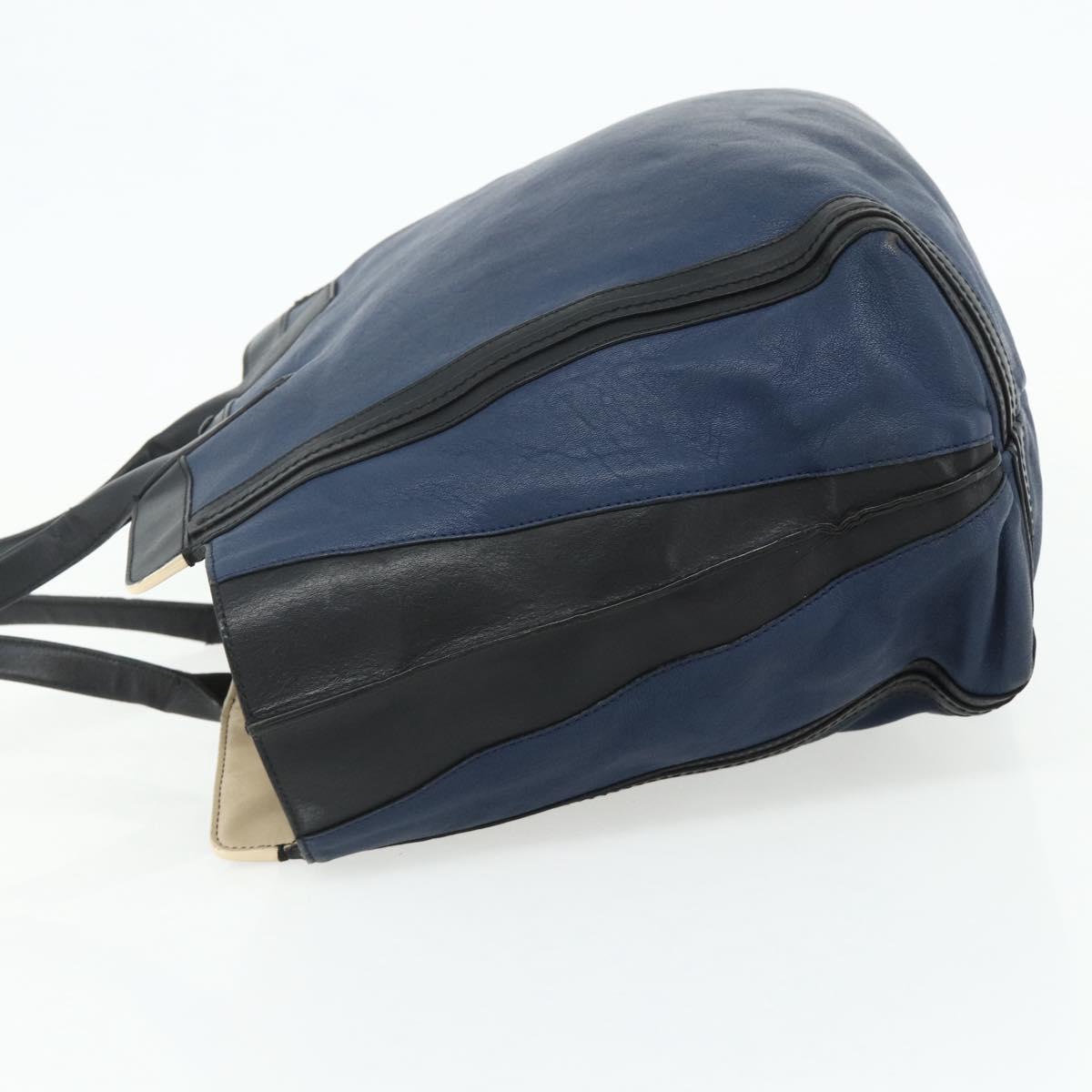 Chloe Tote Bag Leather Navy Gold Auth bs35003