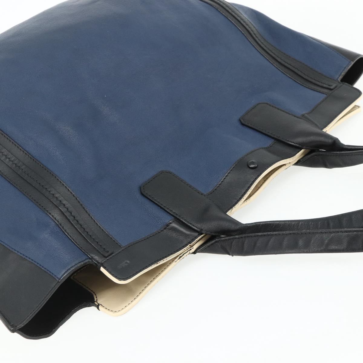 Chloe Tote Bag Leather Navy Gold Auth bs35003