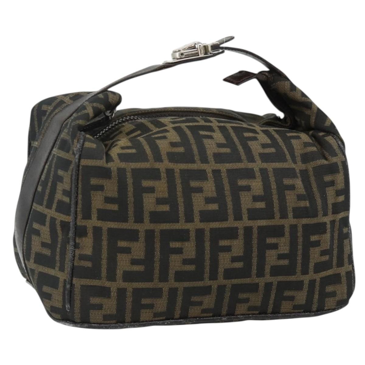 FENDI Zucca Canvas Hand Bag Brown Black Auth bs35005