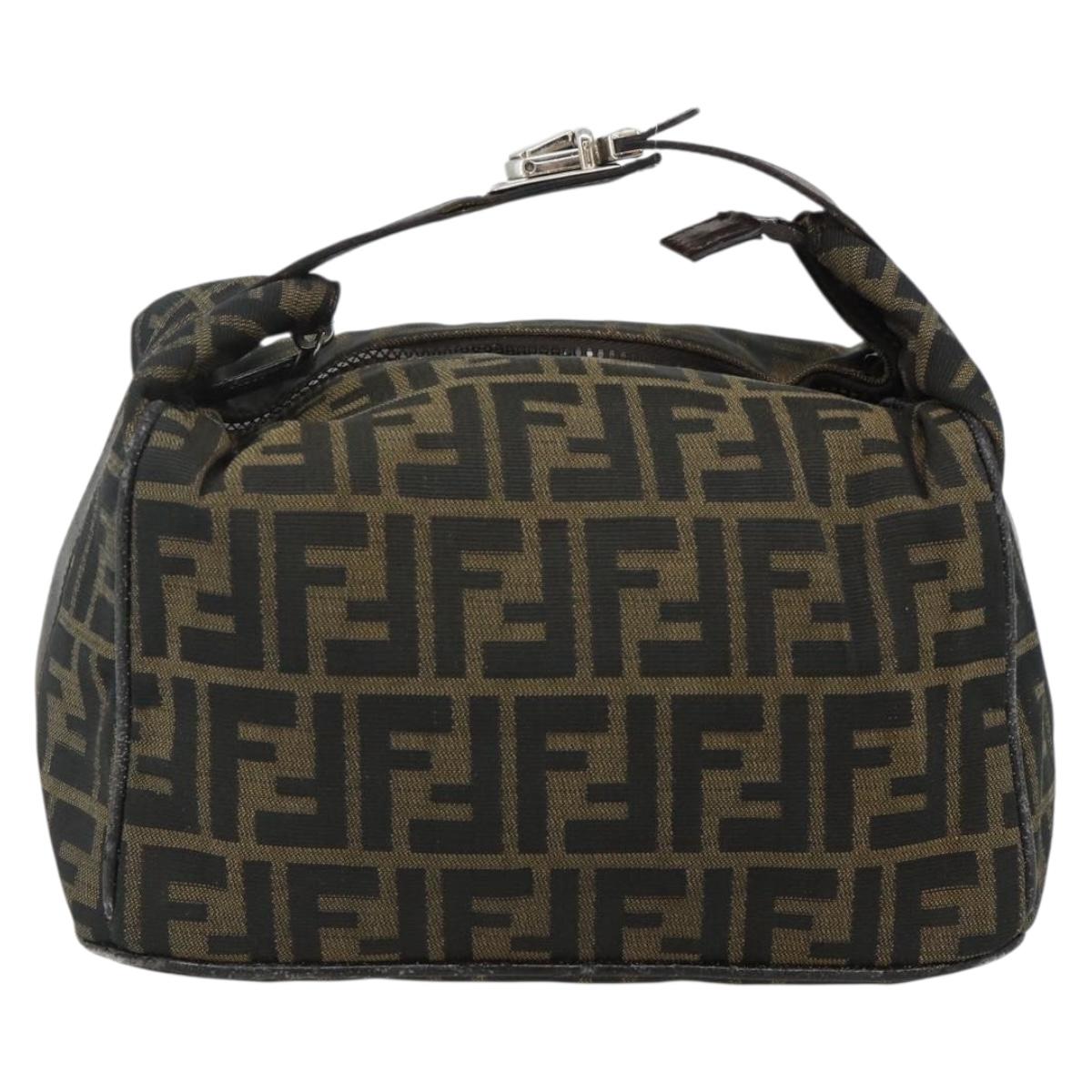 FENDI Zucca Canvas Hand Bag Brown Black Auth bs35005