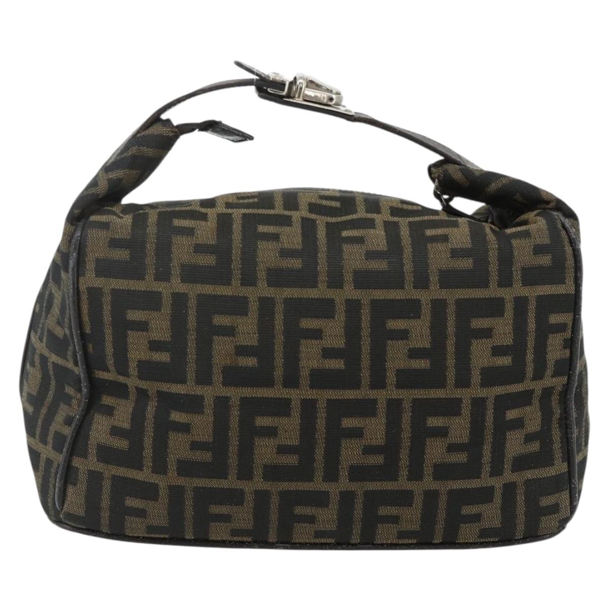 FENDI Zucca Canvas Hand Bag Brown Black Auth bs35005