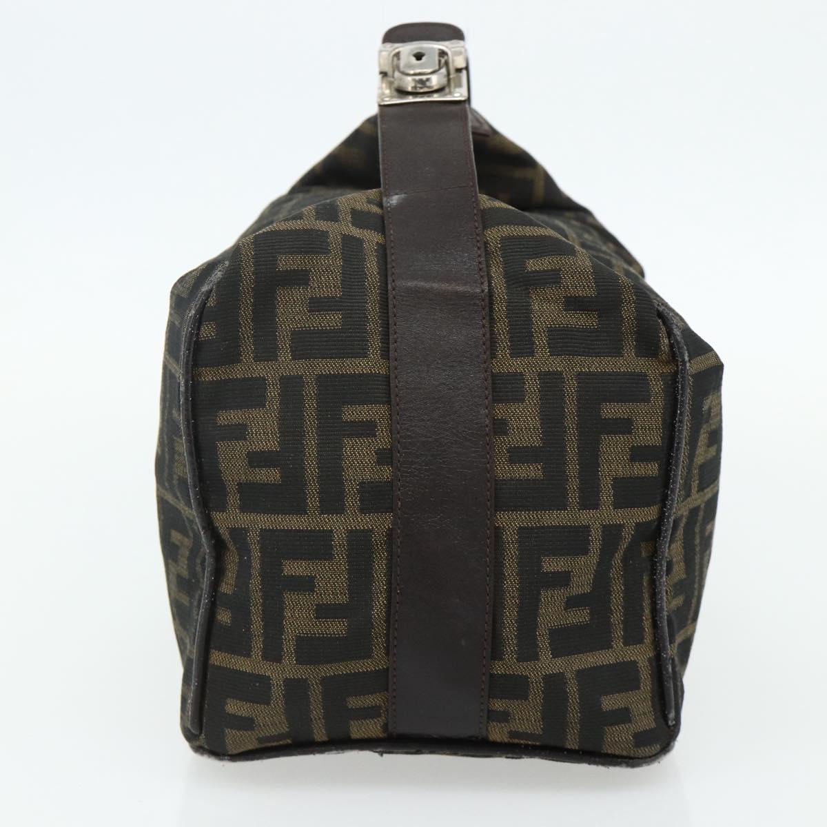 FENDI Zucca Canvas Hand Bag Brown Black Auth bs35005
