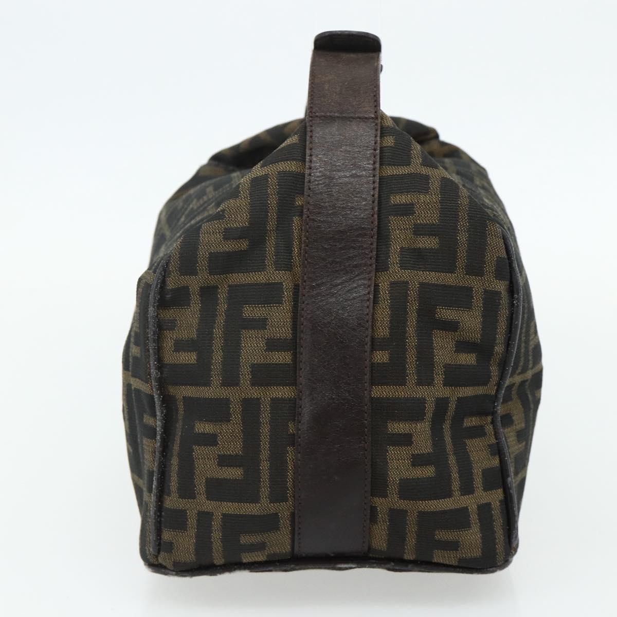 FENDI Zucca Canvas Hand Bag Brown Black Auth bs35005