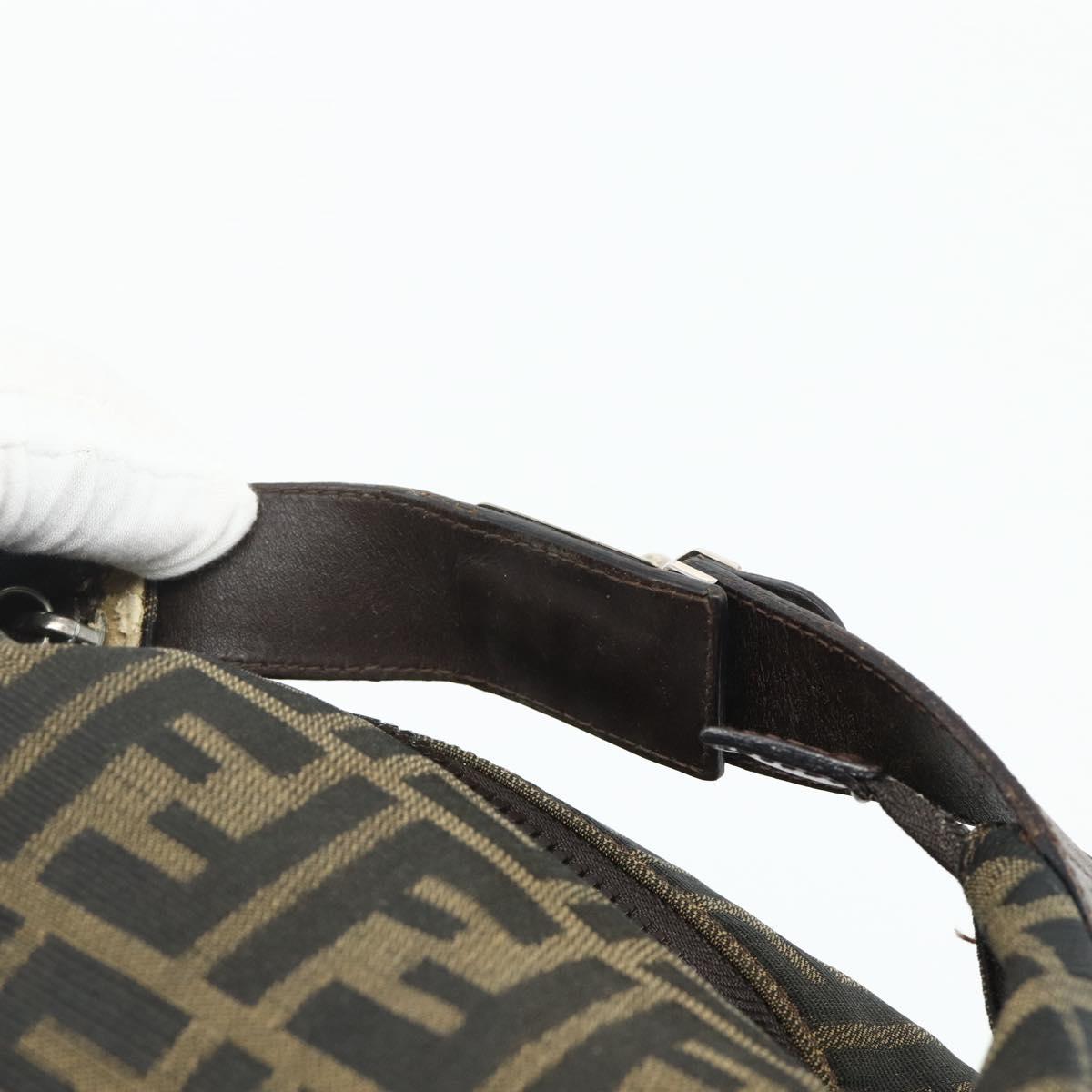 FENDI Zucca Canvas Hand Bag Brown Black Auth bs35005