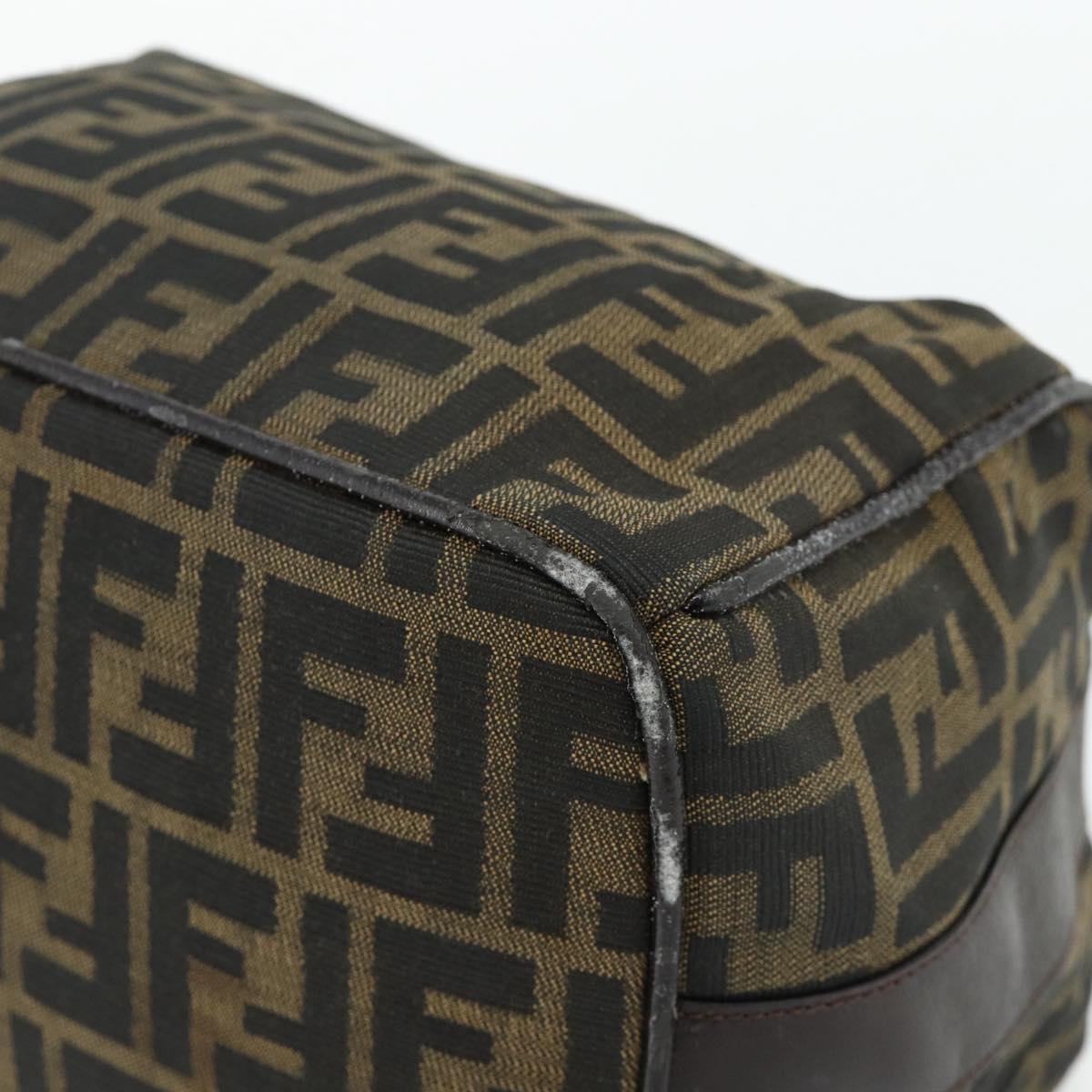 FENDI Zucca Canvas Hand Bag Brown Black Auth bs35005