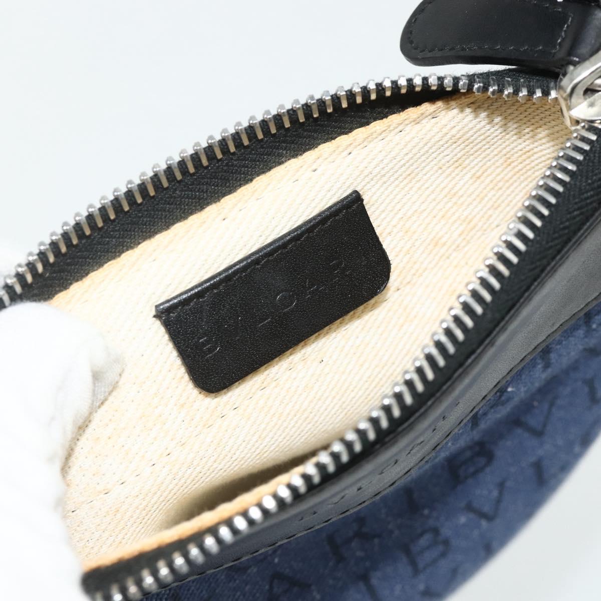 BVLGARI Logo Mania Shoulder Bag Denim Blue Silver Auth bs35006