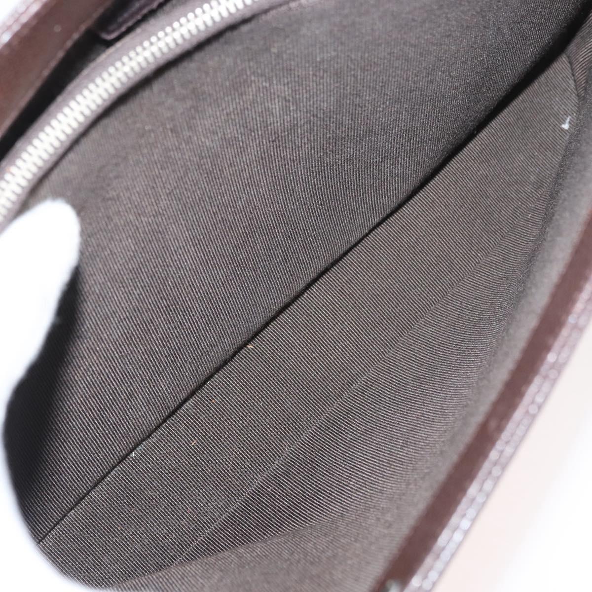CHANEL Hand Bag Leather Brown Silver CC Auth bs35014A