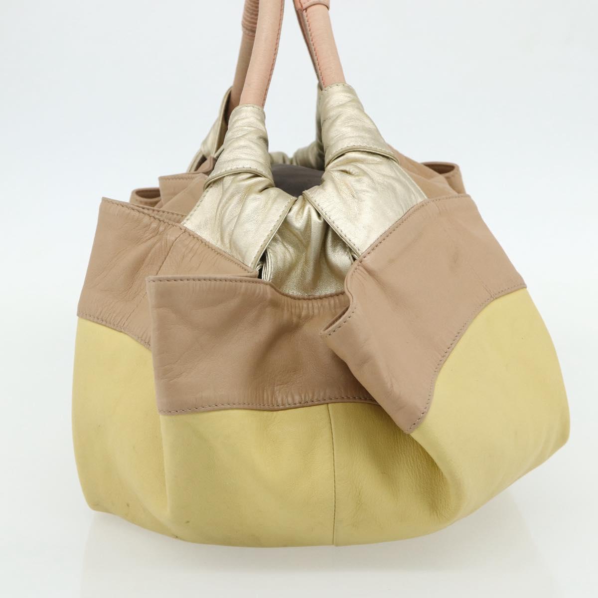 LOEWE Anagram Nappa Aire Hand Bag Leather Yellow Gold Auth bs35016A