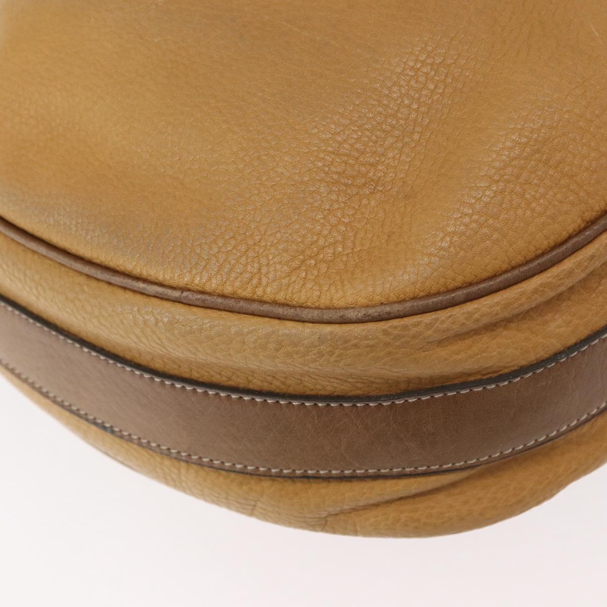 LOEWE Anagram Purse Shoulder Bag Leather Yellow Gold Auth bs35017