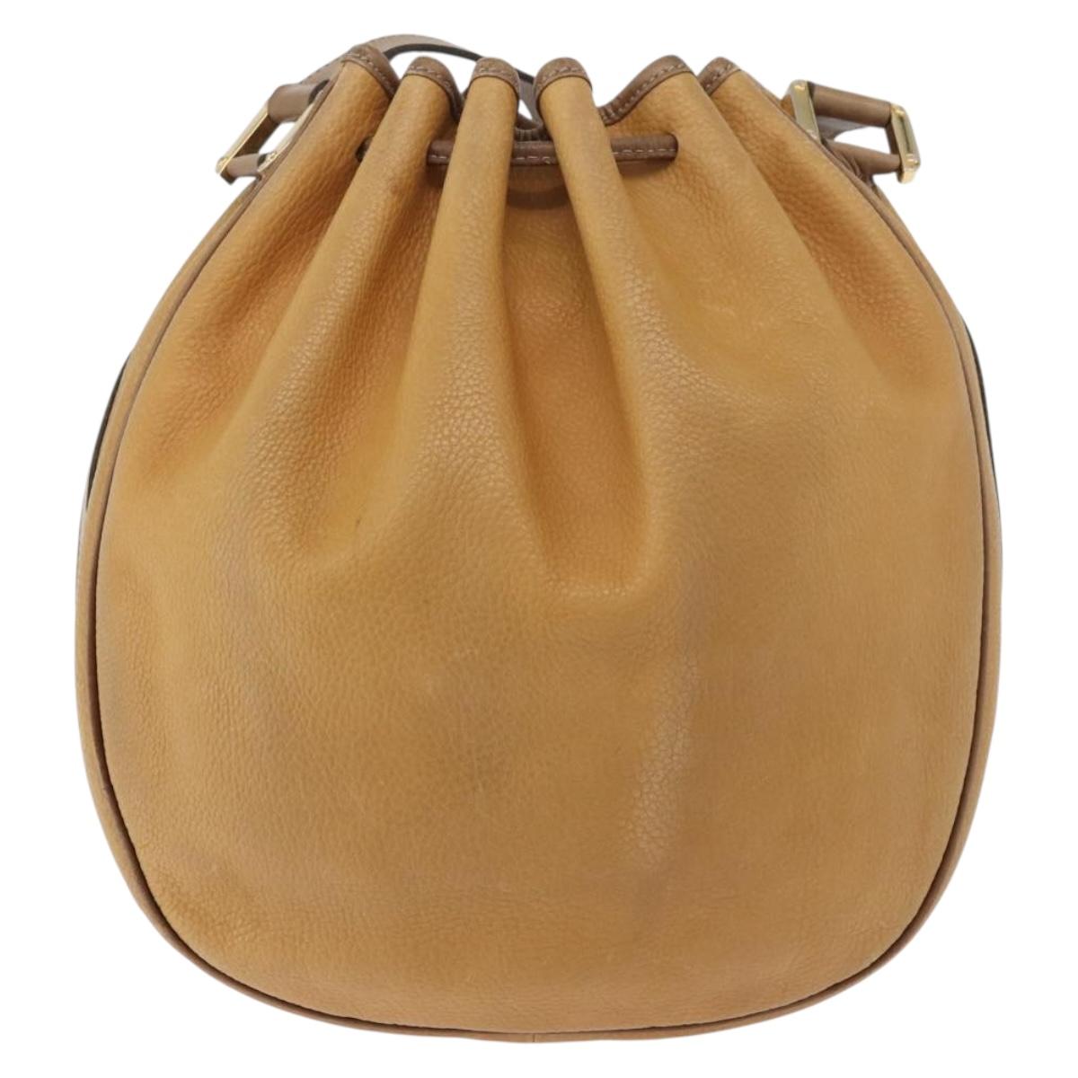 LOEWE Anagram Purse Shoulder Bag Leather Yellow Gold Auth bs35017