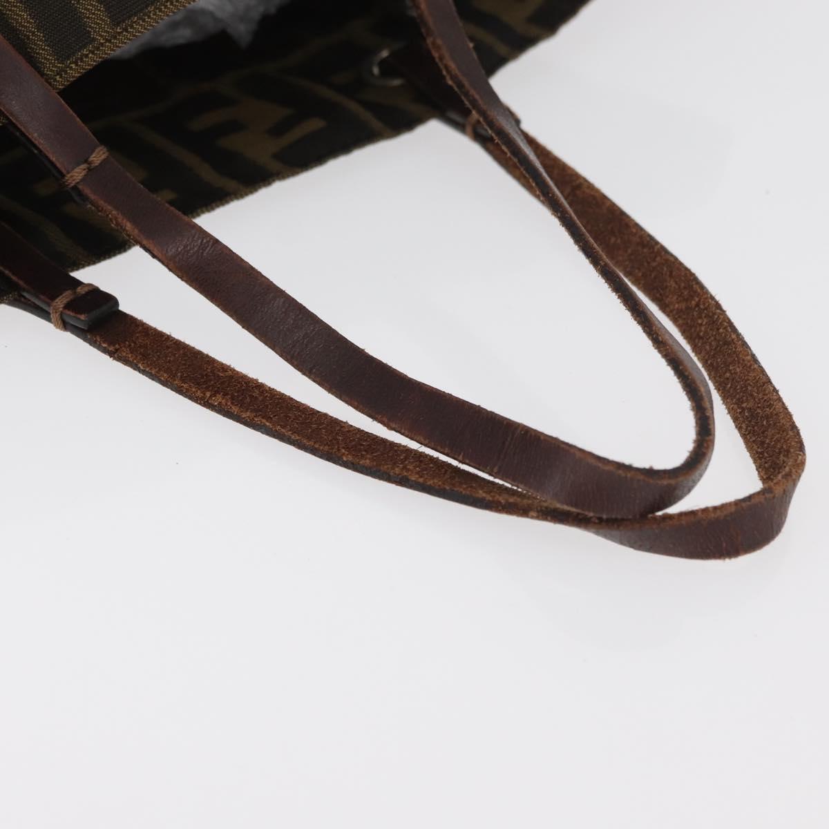 FENDI Zucca Canvas Tote Bag Black Brown Auth bs35018