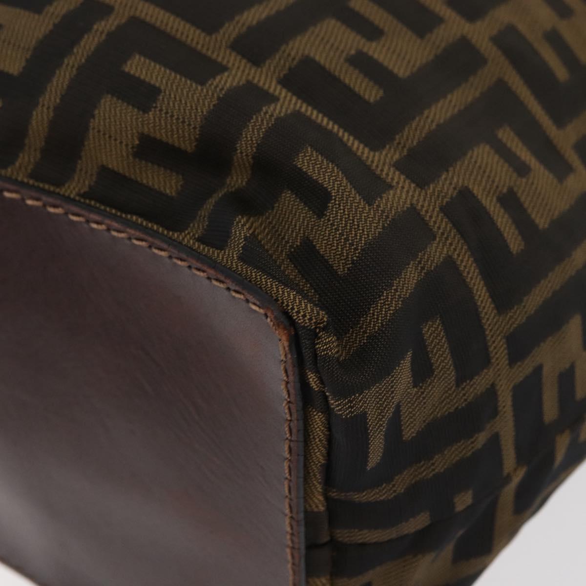 FENDI Zucca Canvas Tote Bag Black Brown Auth bs35018