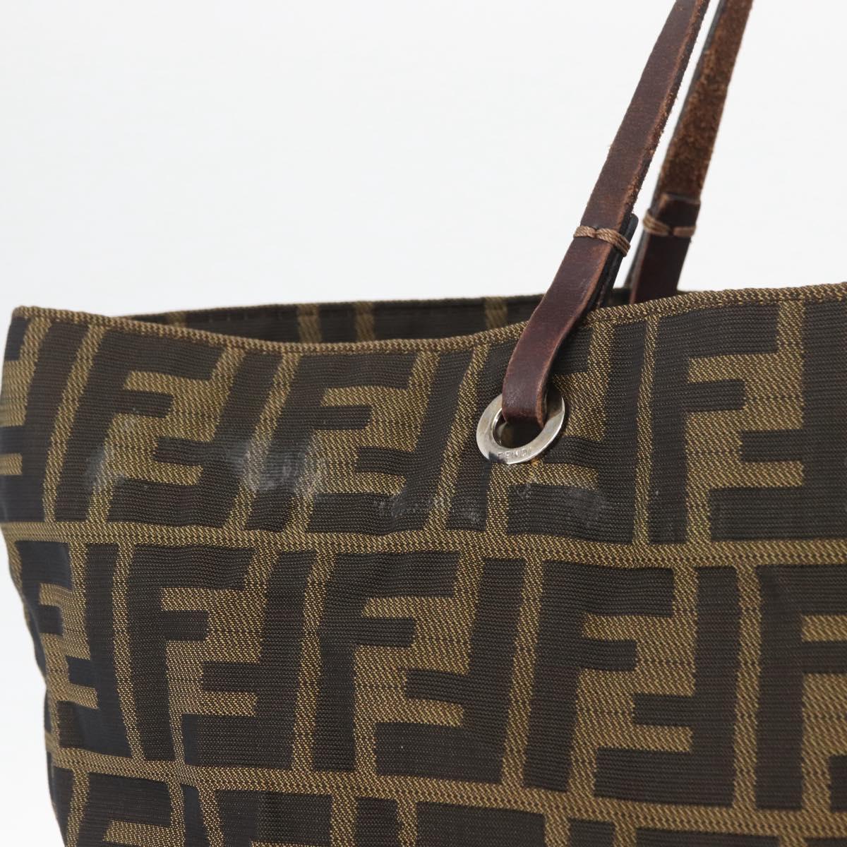 FENDI Zucca Canvas Tote Bag Black Brown Auth bs35018