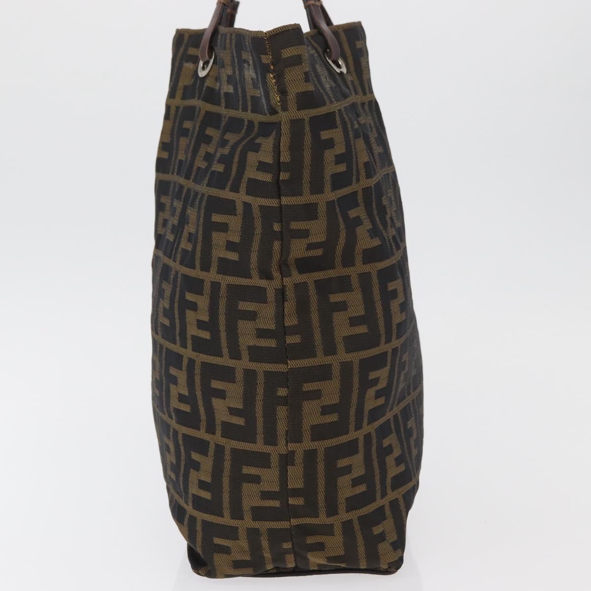 FENDI Zucca Canvas Tote Bag Black Brown Auth bs35018
