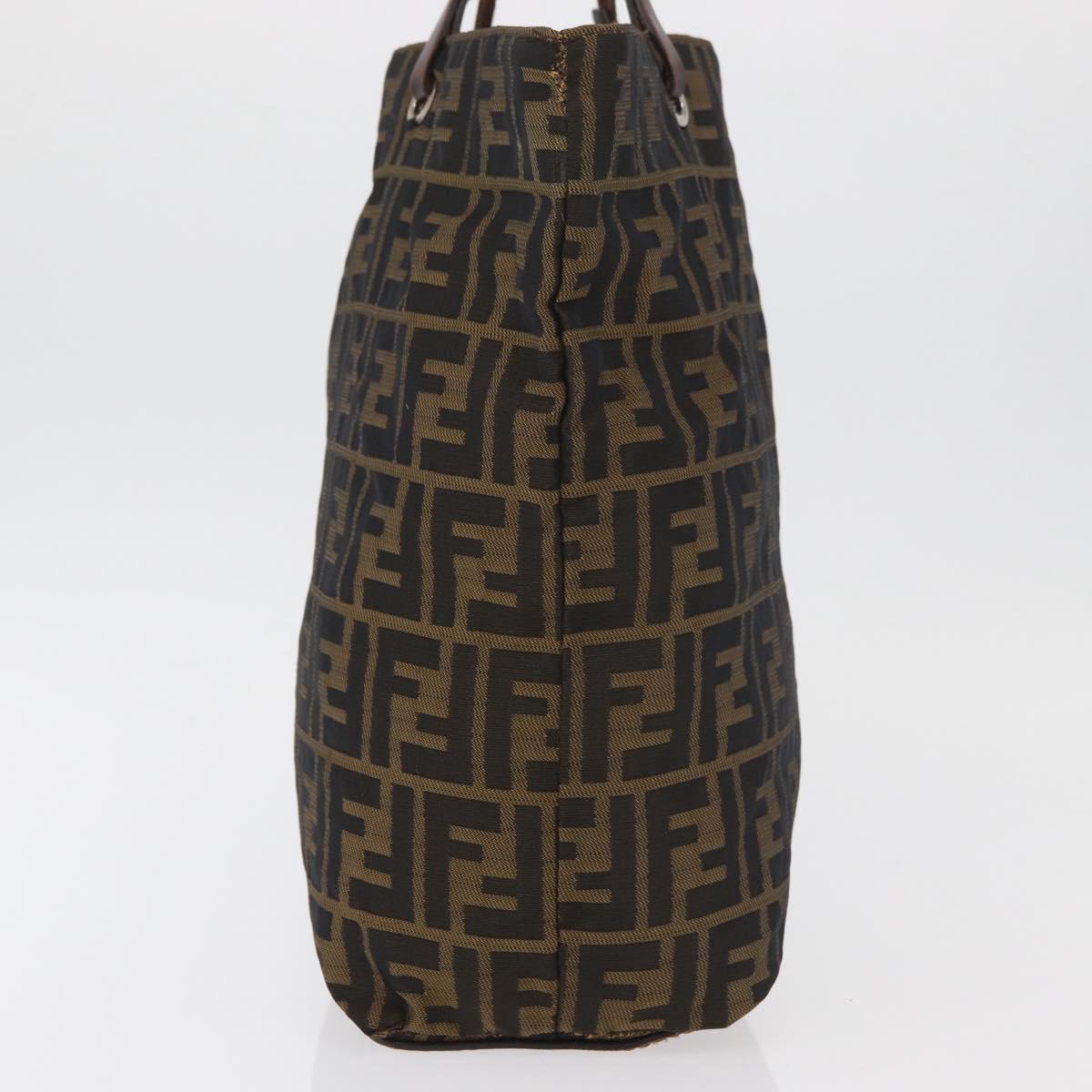 FENDI Zucca Canvas Tote Bag Black Brown Auth bs35018