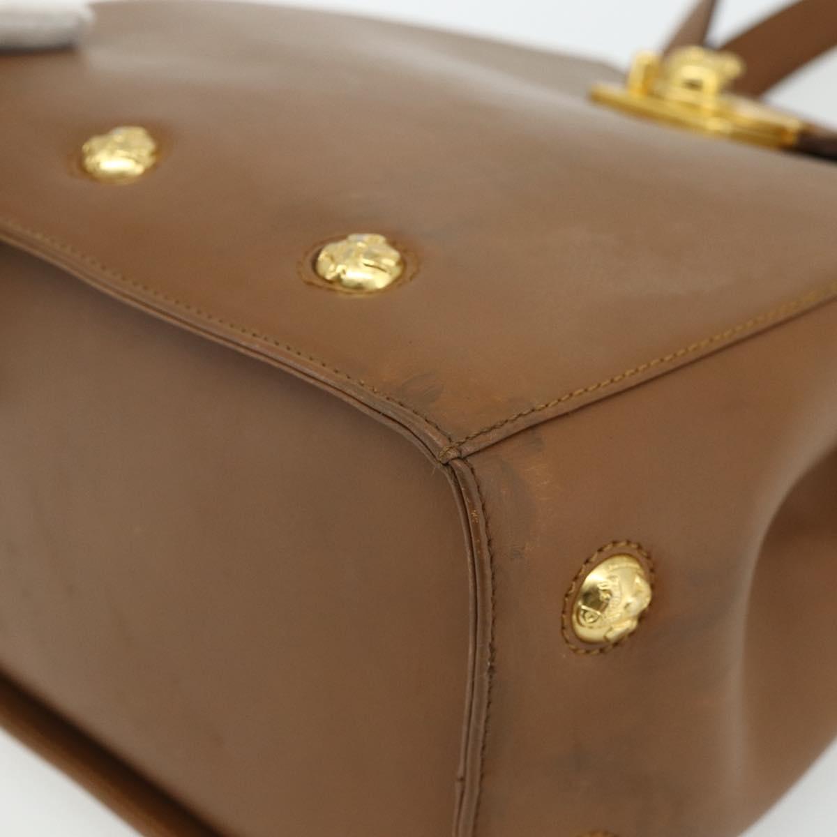 Salvatore Ferragamo Tote Bag Leather Brown Gold Auth bs35019