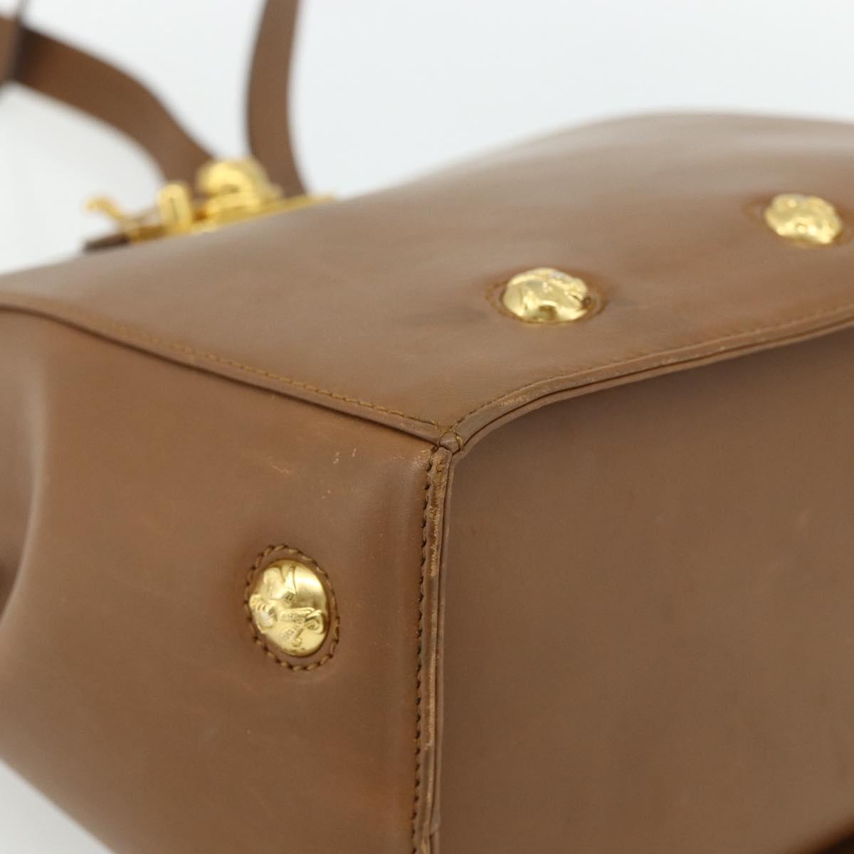 Salvatore Ferragamo Tote Bag Leather Brown Gold Auth bs35019