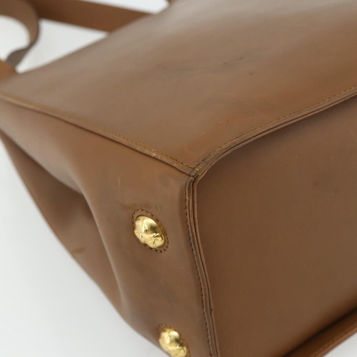 Salvatore Ferragamo Tote Bag Leather Brown Gold Auth bs35019
