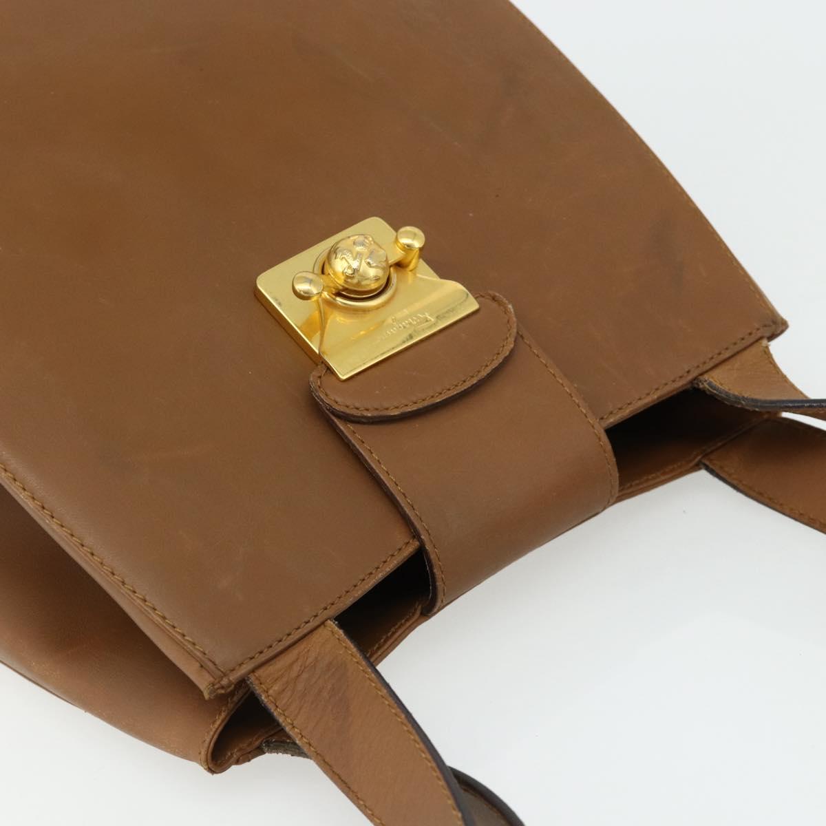 Salvatore Ferragamo Tote Bag Leather Brown Gold Auth bs35019