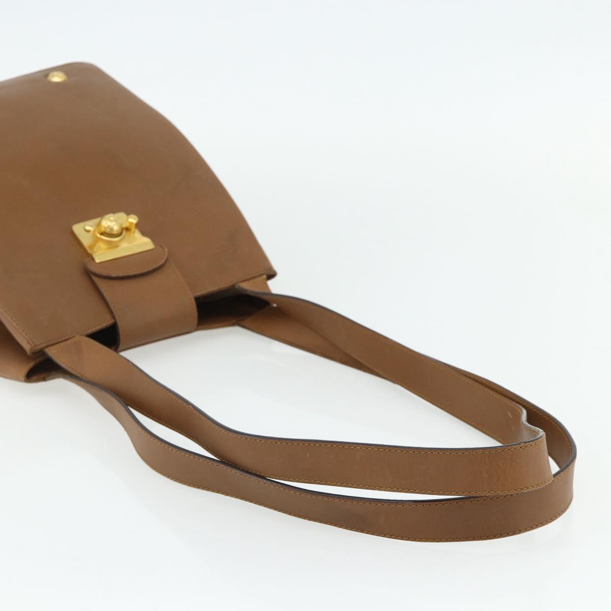 Salvatore Ferragamo Tote Bag Leather Brown Gold Auth bs35019
