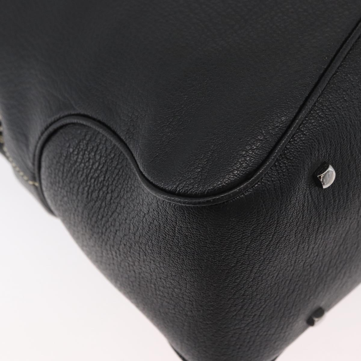 Salvatore Ferragamo Vala Tote Bag Leather Black Silver Auth bs35020