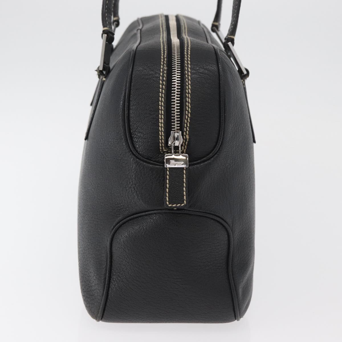 Salvatore Ferragamo Vala Tote Bag Leather Black Silver Auth bs35020