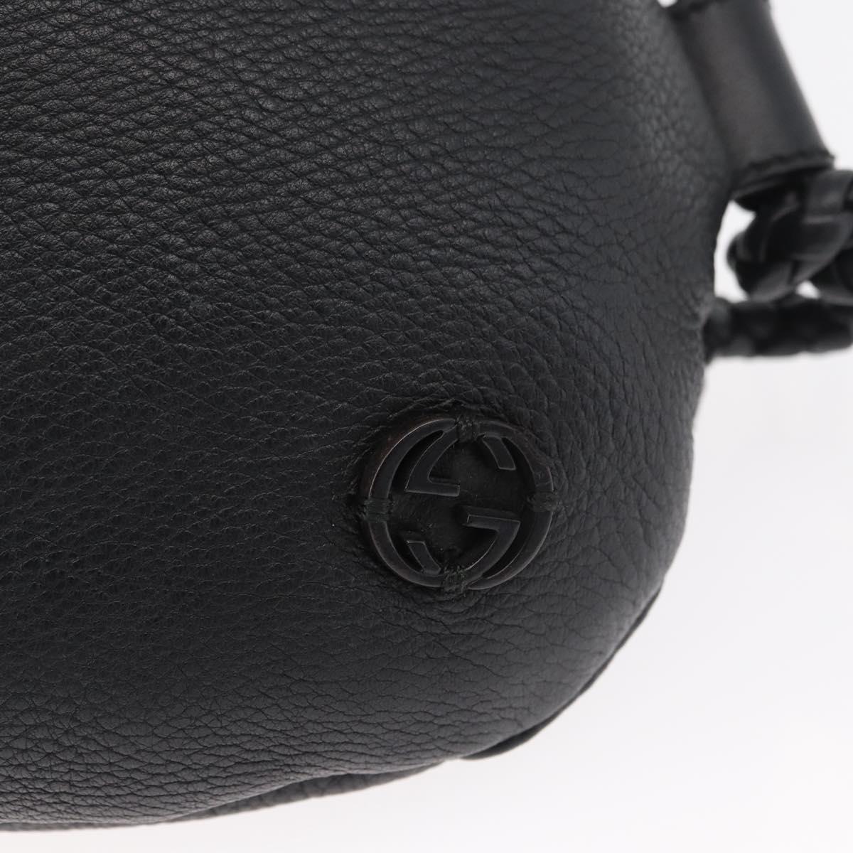 GUCCI Shoulder Bag Leather Black Silver 268244 Auth bs35022