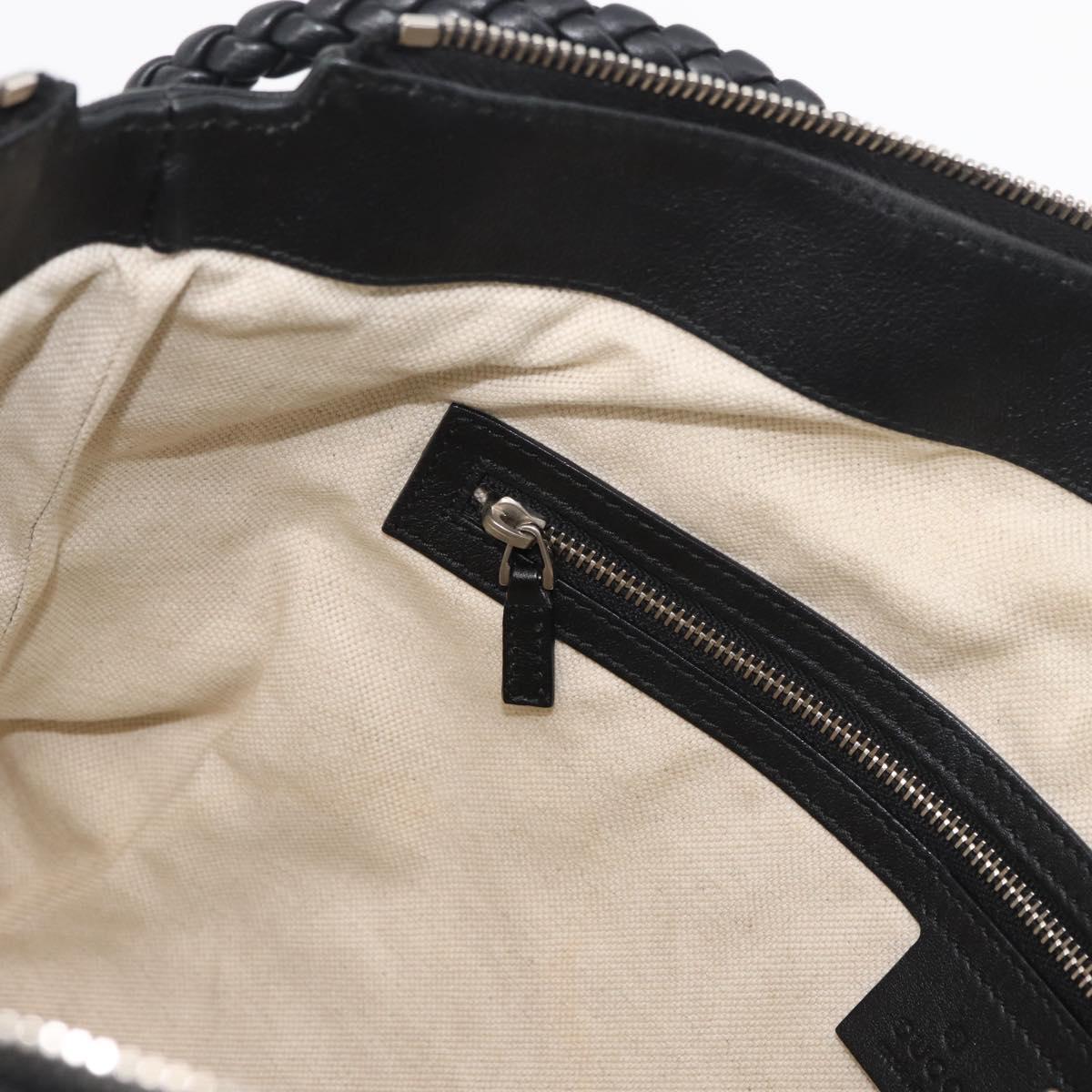 GUCCI Shoulder Bag Leather Black Silver 268244 Auth bs35022