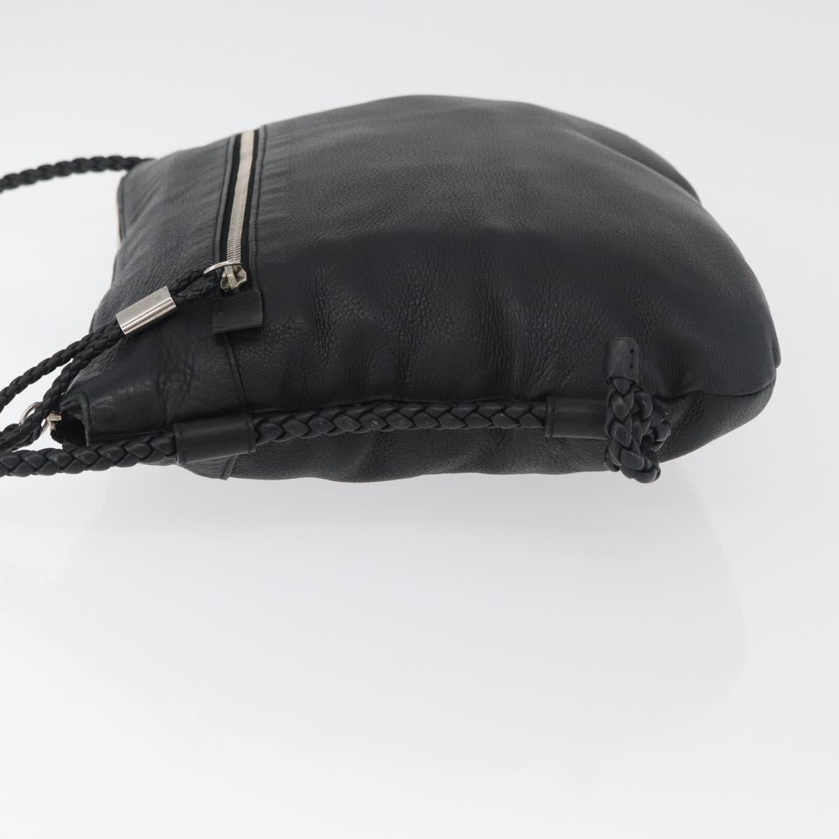 GUCCI Shoulder Bag Leather Black Silver 268244 Auth bs35022