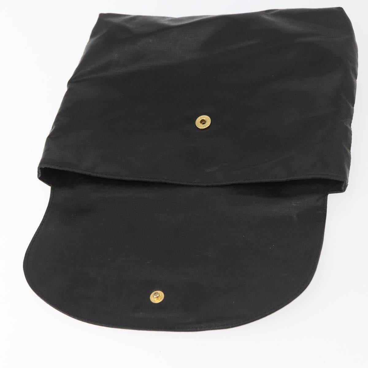 CHANEL Pouch Coated Canvas Black Gold CC Auth bs35024