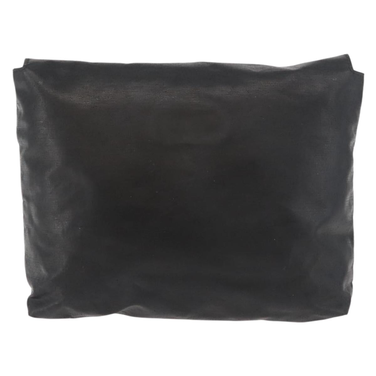 CHANEL Pouch Coated Canvas Black Gold CC Auth bs35024