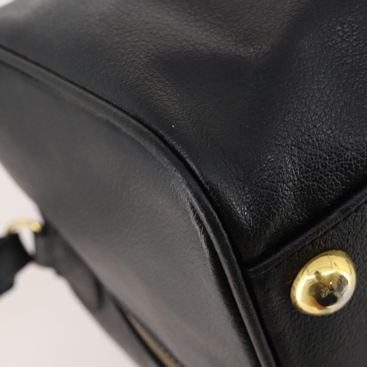 Salvatore Ferragamo Boston Bag Leather 2way Black Gold Auth bs35026A