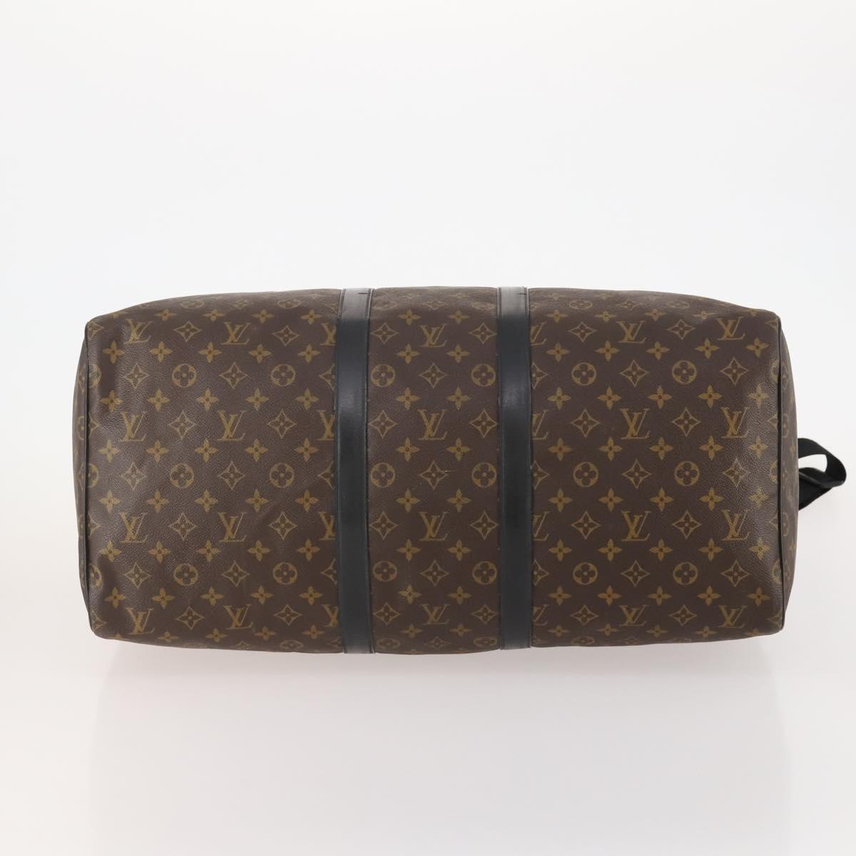LOUIS VUITTON Monogram Macassar Keepall Bandouliere 55 Bag M56714 Auth bs35027