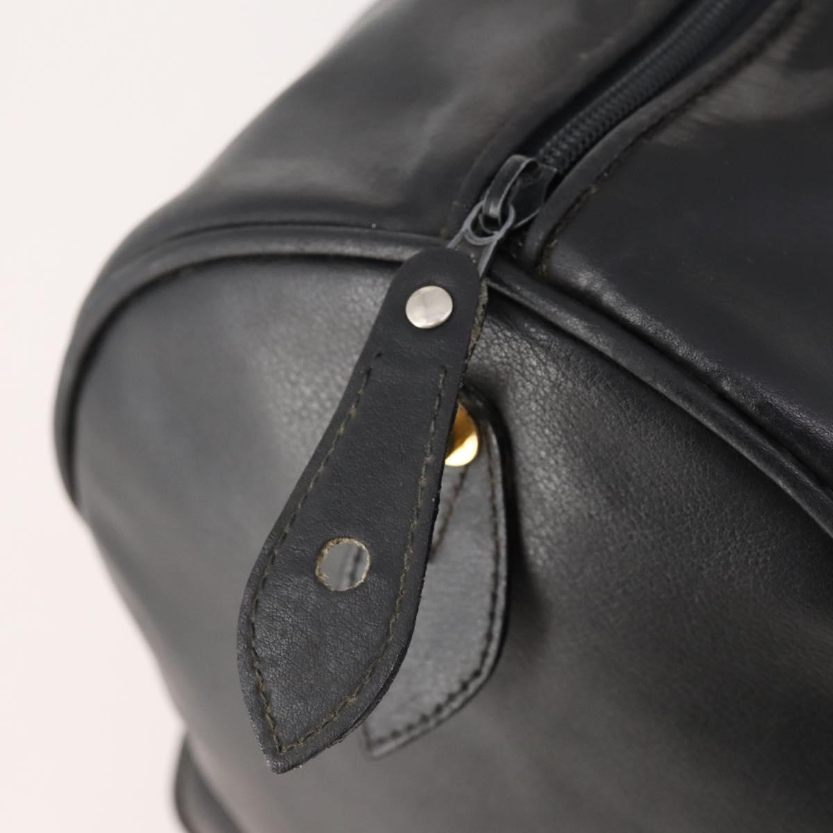 VALENTINO Boston Bag Leather Black Gold Auth bs35030A