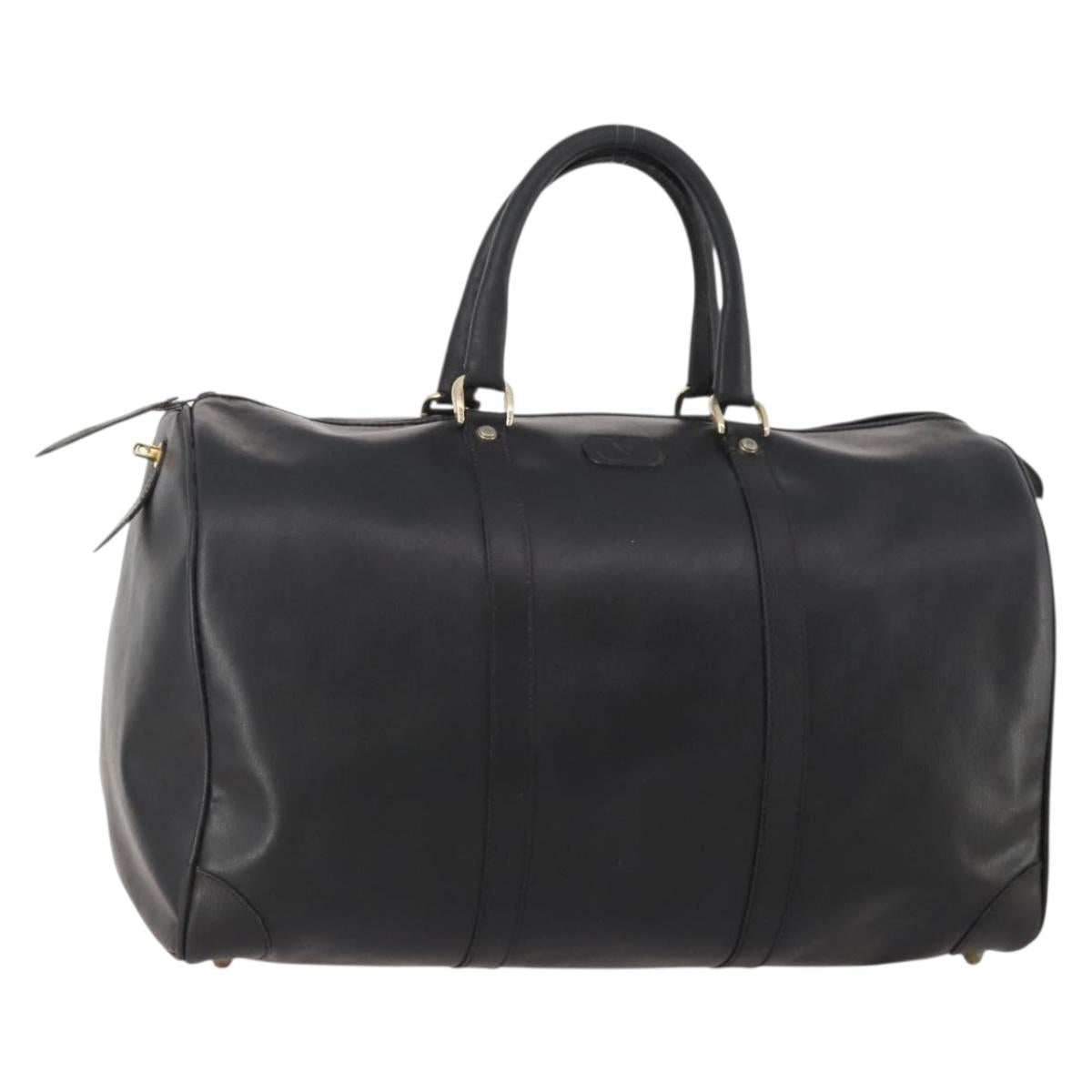 VALENTINO Boston Bag Leather Black Gold Auth bs35030A