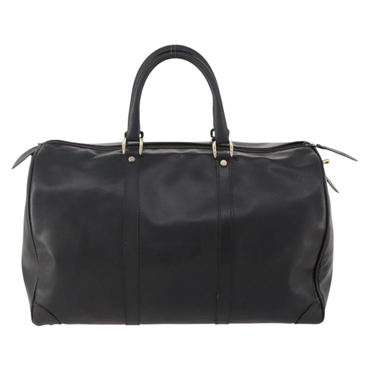 VALENTINO Boston Bag Leather Black Gold Auth bs35030A