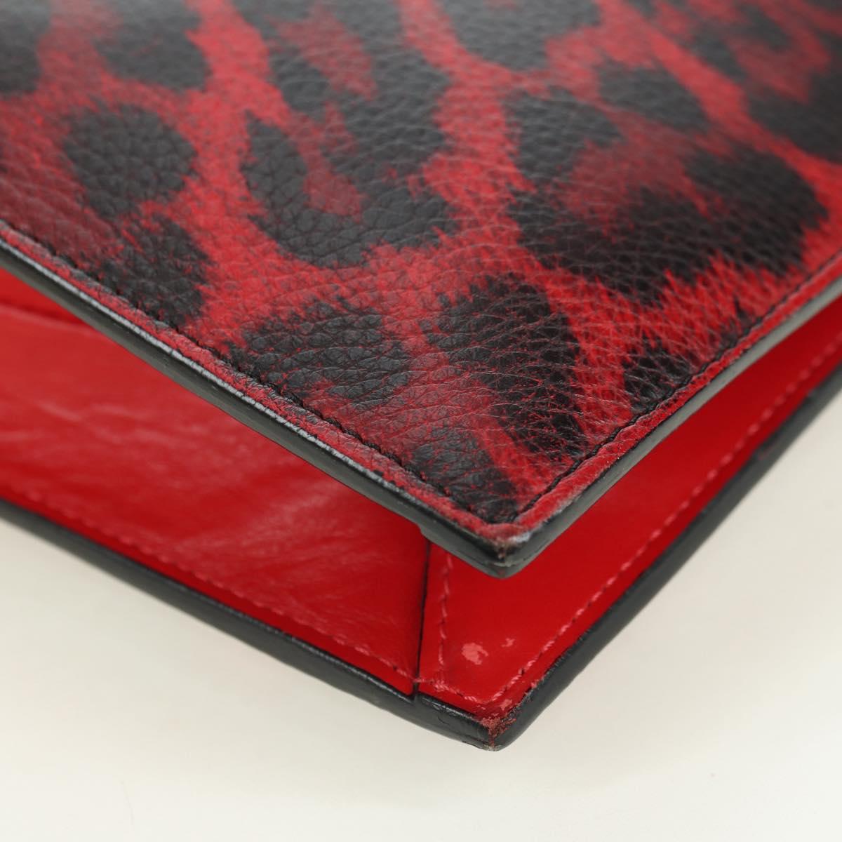 Christian Louboutin Hand Bag Leather 2way Red Silver Auth bs35035V