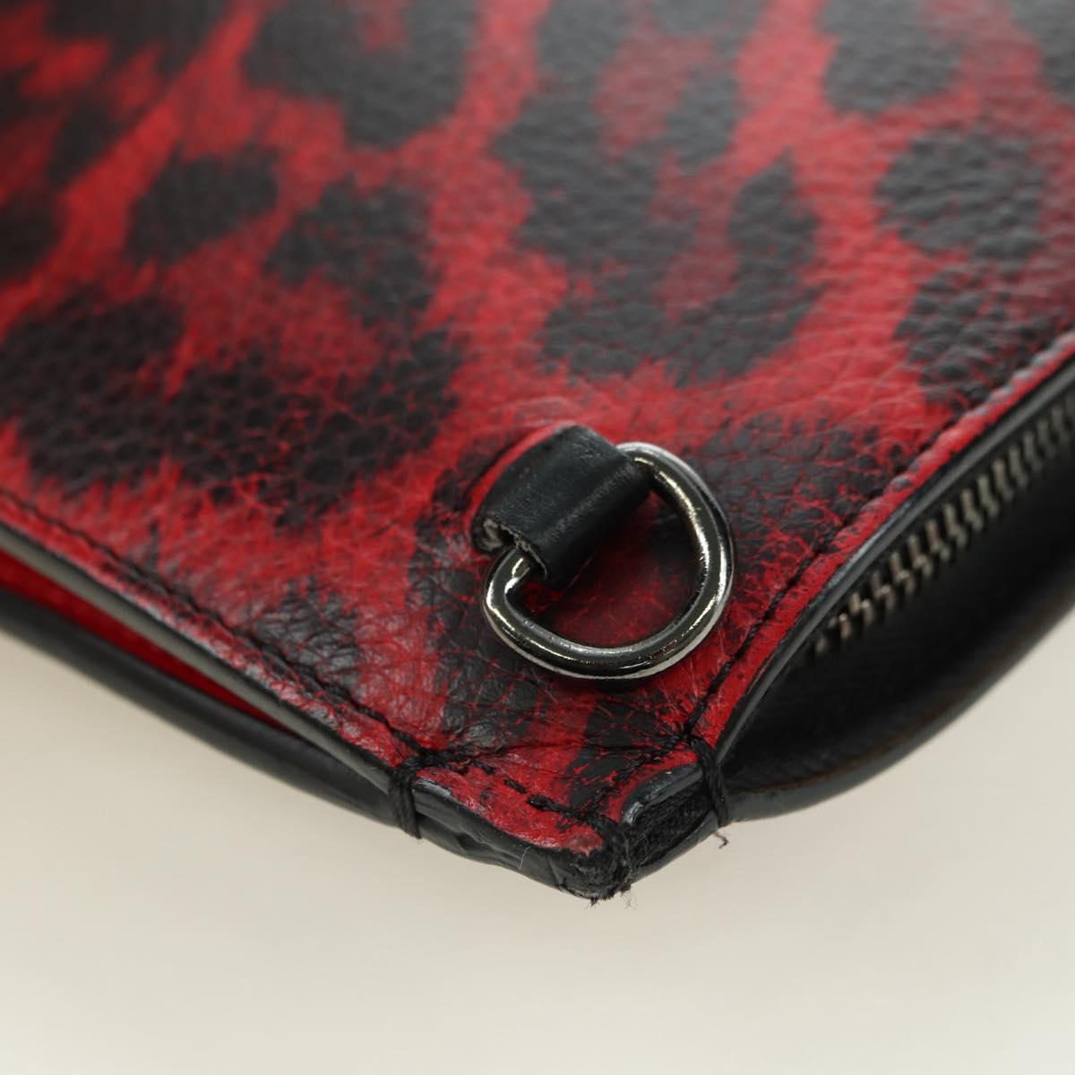 Christian Louboutin Hand Bag Leather 2way Red Silver Auth bs35035V