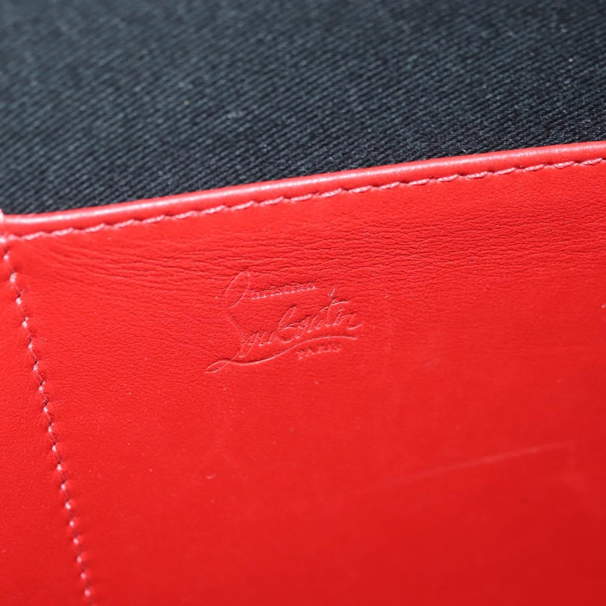 Christian Louboutin Hand Bag Leather 2way Red Silver Auth bs35035V