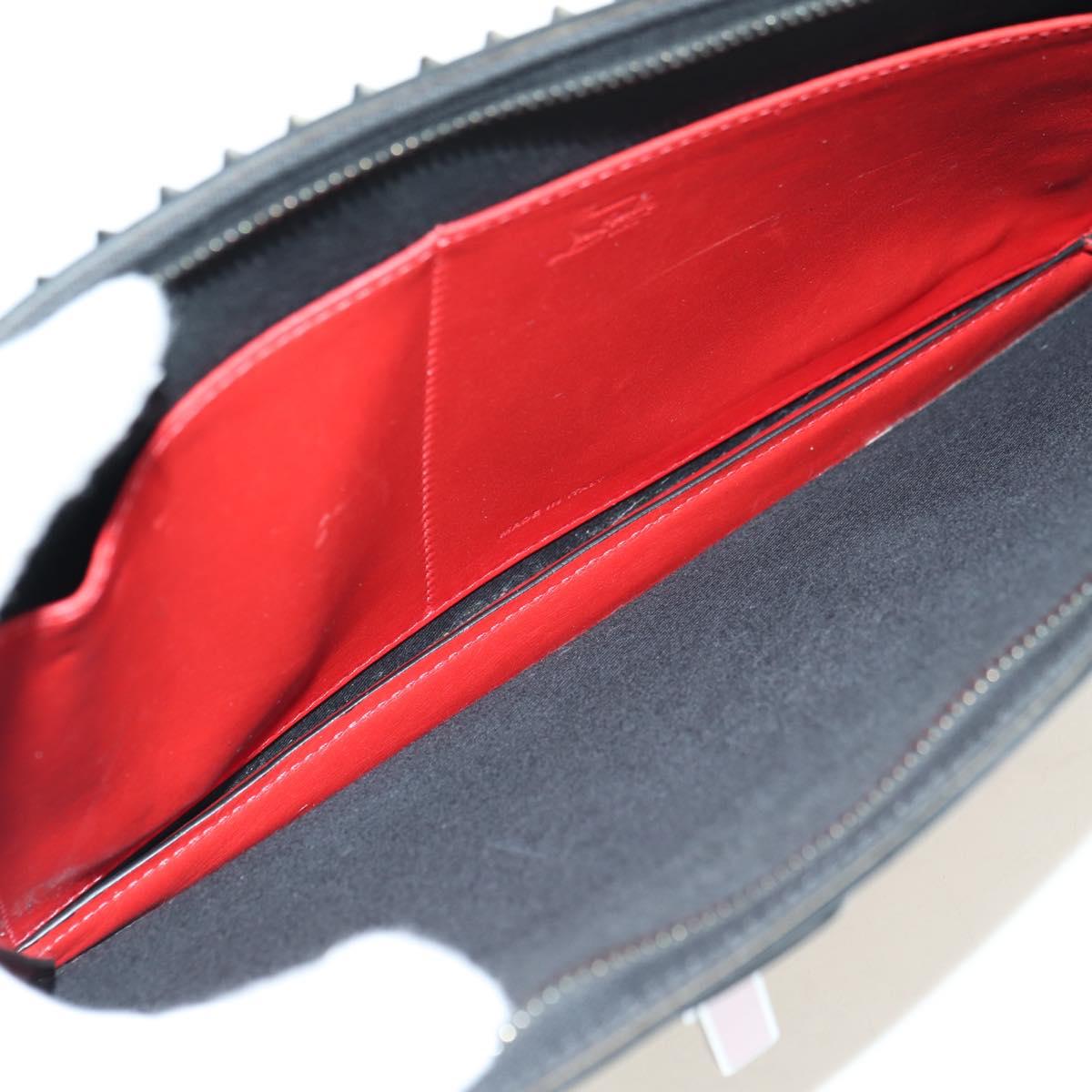 Christian Louboutin Hand Bag Leather 2way Red Silver Auth bs35035V