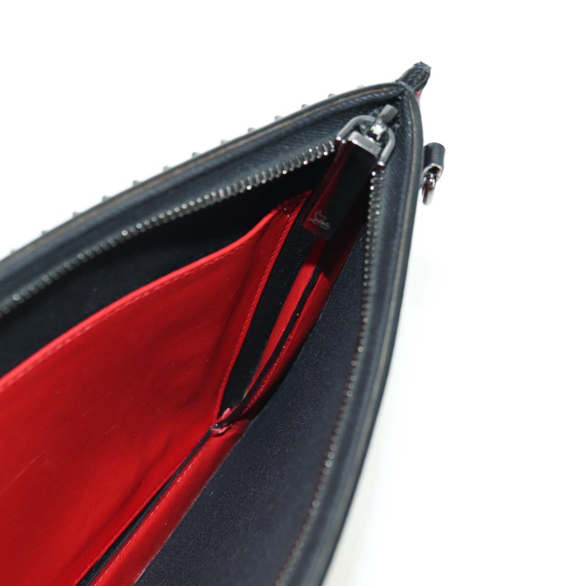 Christian Louboutin Hand Bag Leather 2way Red Silver Auth bs35035V