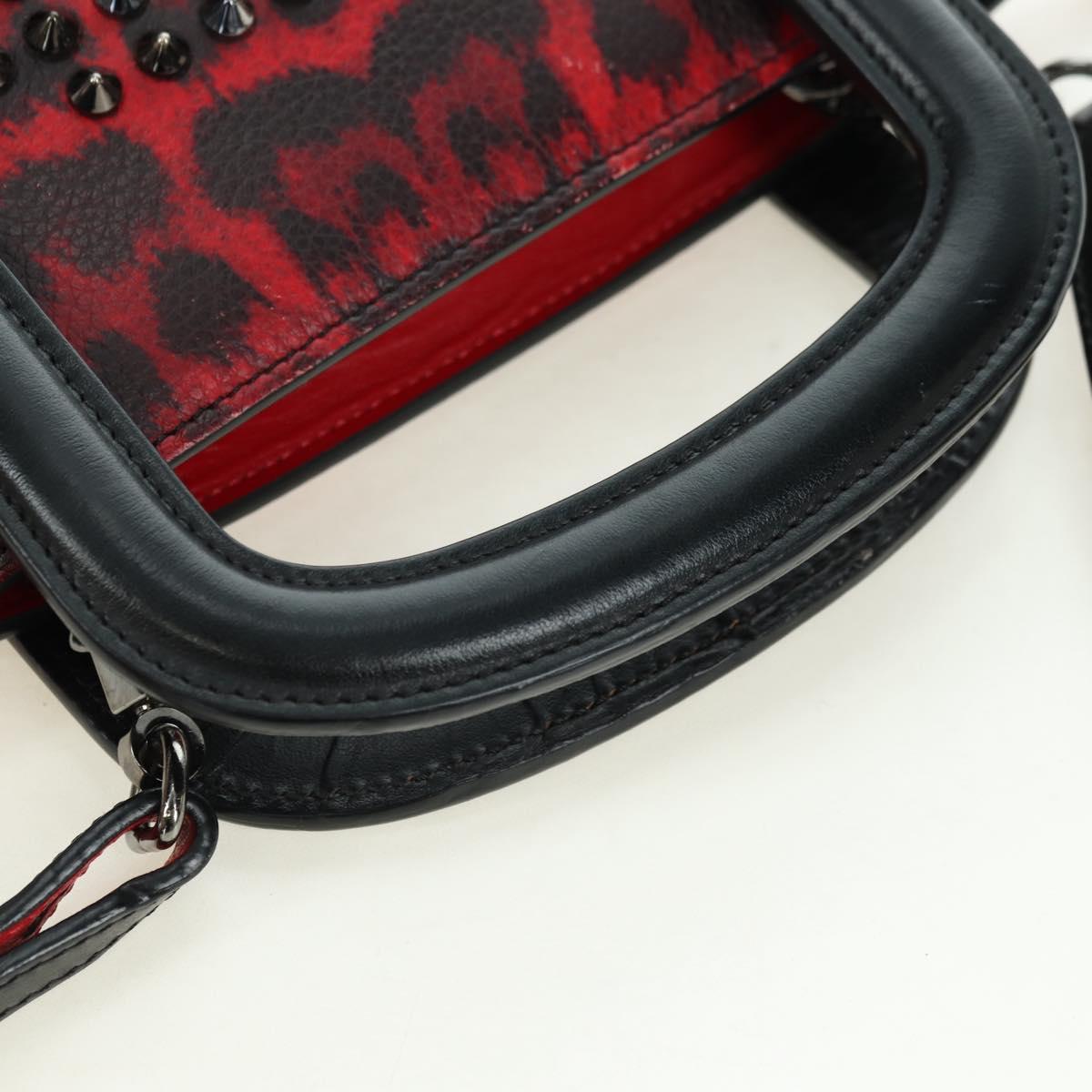 Christian Louboutin Hand Bag Leather 2way Red Silver Auth bs35035V