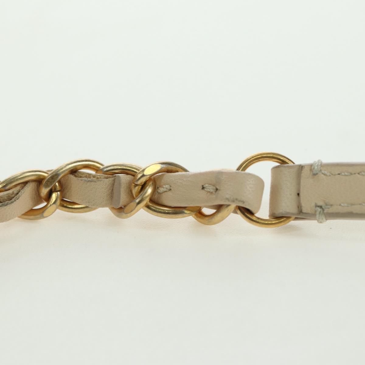CHANEL Matelasse Chain Shoulder Bag Lamb Skin Ivory Gold CC Auth bs35037M